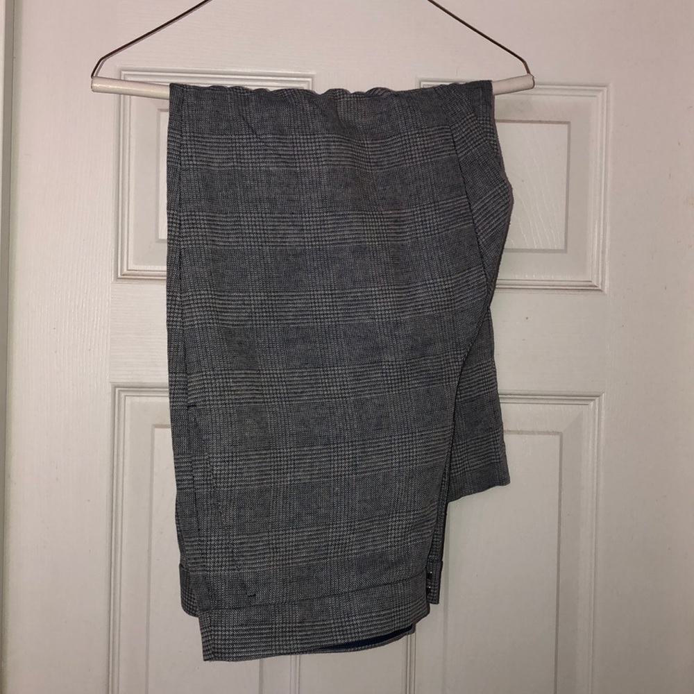 J. Crew Cropped Plaid Navy and Gray Pants